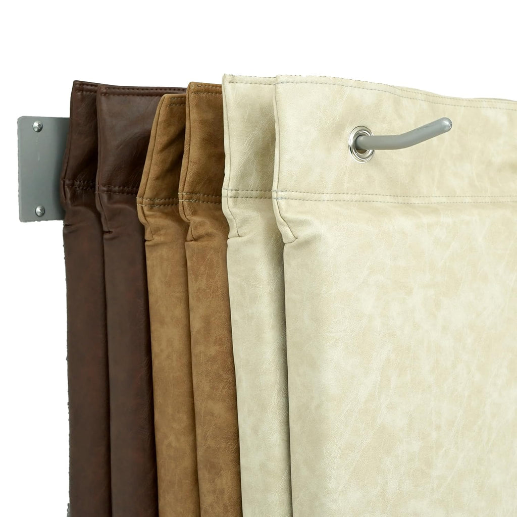 FDP Rustic Kid Hanging Rest Mat with Wall Mount Included Non-Folding 2' Thick Nap Mat with Non-Slip Bottom for Daycare, Preschool or Home (7-Piece Set) - Distressed Faux Leather Assorted