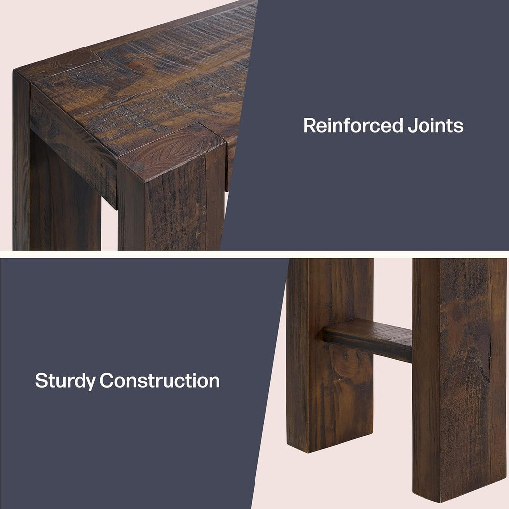 Alaterre Furniture Classic Solid Wood Console Table - 36 Inch Modern Farmhouse Small Entryway Table - Easy Assembly Living Room Furniture for Behind The Couch, Entryway, or Hallway (Brown)