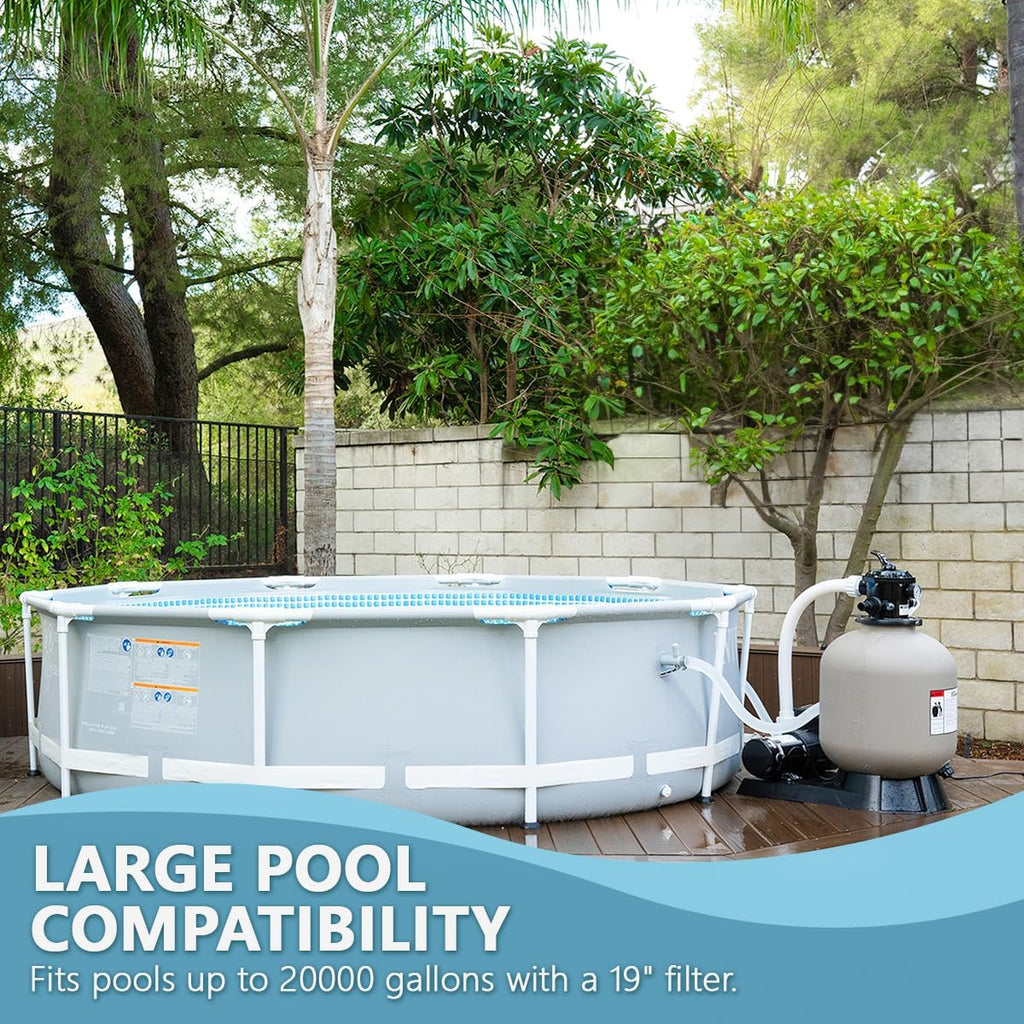 XtremepowerUS 19' Sand Filter with 1.5HP Pool Pump High Flow 4,500GPH for Above Ground & Inground Swimming Pool Media System up to 18,000 Gallons Pool High Flow