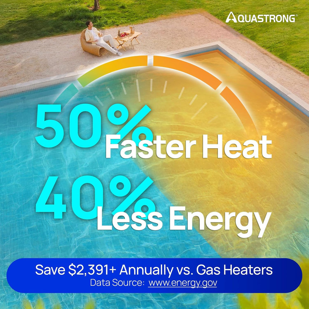 AQUASTRONG Inverter Swimming Pool Heat Pump,Pool Heater for Above Ground and Inground Pool Heating Smart WiFi Control and Cooling Pool Heater Pools Up to, 26000 Gallons