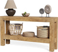 LITTLE TREE 63-Inch Long Console Table for Living Room, Farmhouse Wood Entryway Table for Sofa, Entry, Hallway, Entrance, Foyer, Behind Couch with 2-Tier Narrow Shelf, Oak