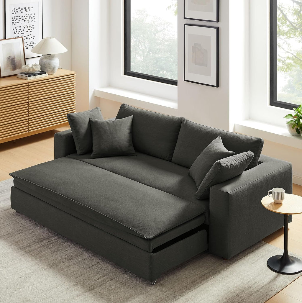 Modway Commix Down Filled Fabric Sleeper Sofa in Gray