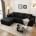 107.5' Cloud Modular Sectional Sofa Couch with L-Shape Chaise,Modern Minimalist Upholstered Couches for Living Room Bedroom,Deep Seat Corner Couch，No Assembly Required (Black,Left Facing Chaise)