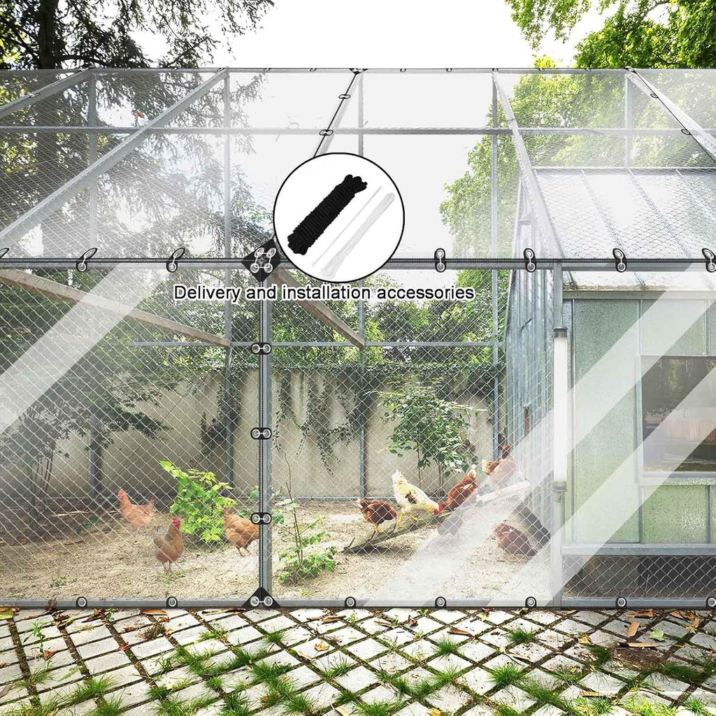 Clear Tarps Heavy Duty Waterproof, Plastic Tarp with Grommets Transparent Vinyl, Greenhouse Tarpaulin 15.4 mil Thick, Rainproof Chicken Coop Cover for Porch Patio Outdoor 3x3ft - 20x32ft(20x28FT)