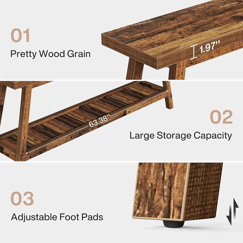 Tribesigns 70.86-Inch Console Table for Entyrway, Farmhouse 2-Tier Entry Entrance Table, Narrow Long Sofa Table Behind Couch, Mixed Brown