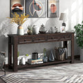GDFStudio Farmhouse Console Table with 4 Drawer 63' Long Rustic Entryway Table with Open Storage Shelves Vintage Metal Handle Narrow Foyer Sofa Tables for Living Room Entryway Hallway, Espresso Brown