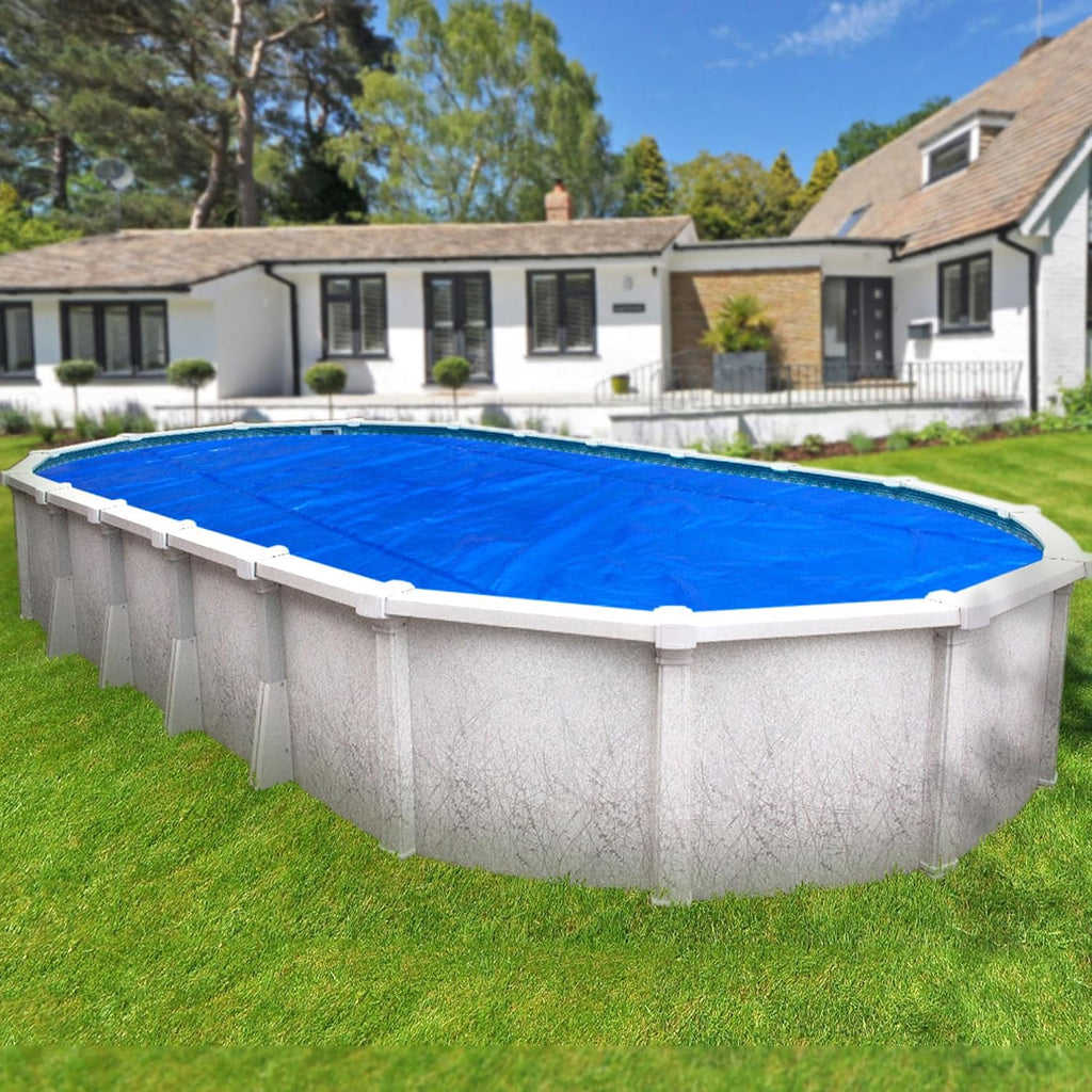 Robelle 15 x 30 Ft Blue/Silver Premium Oval Solar Cover for Above Ground Pool, Pool Solar Cover, 10-Mil Thick, 10-Year Warranty, Made in USA