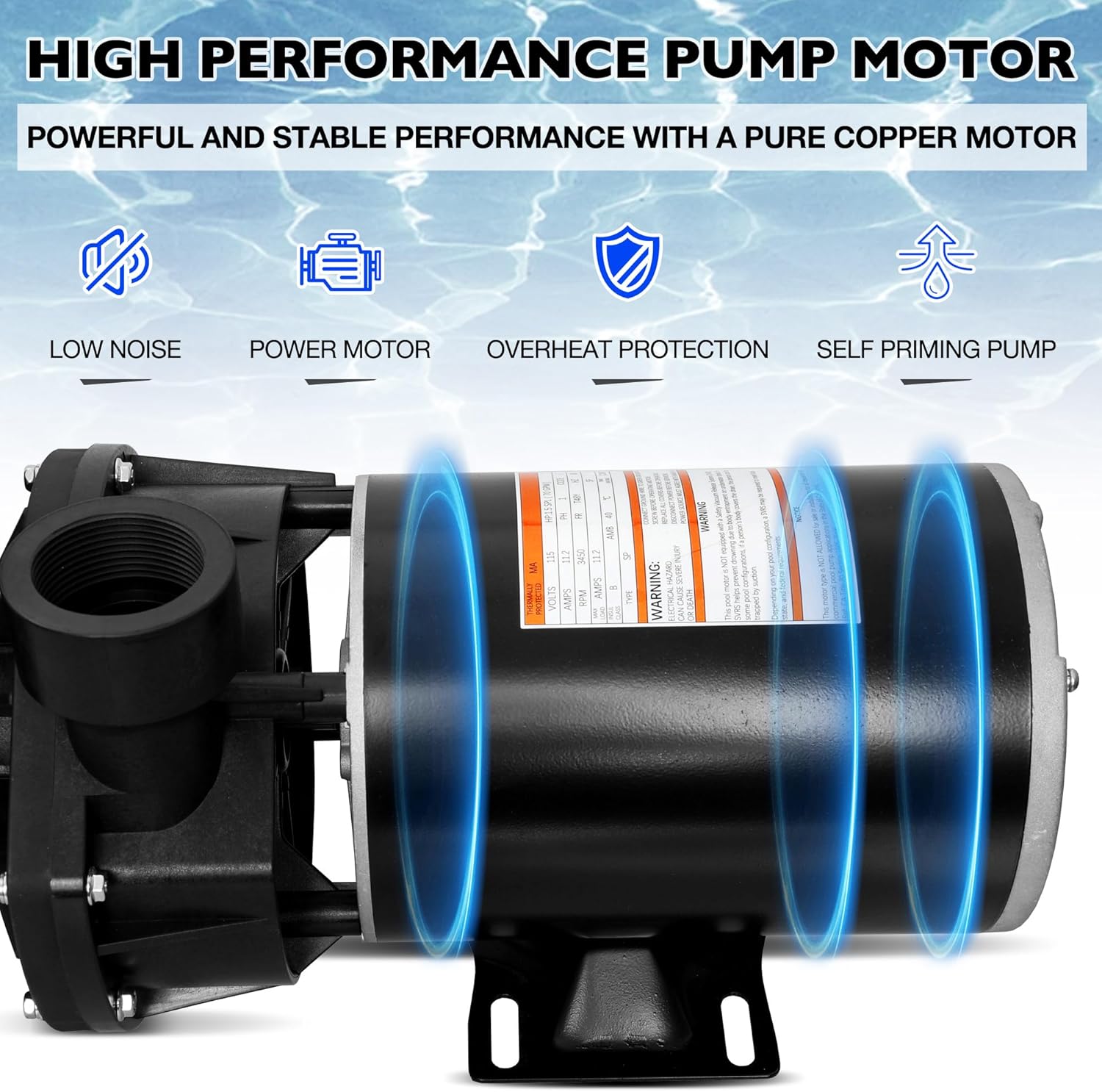 Pool Pump 1.5 HP Replacement for Hayward PowerFlo LX Series W3SP1580X15, Above Ground Swimming Pool Pump Motor – Single Speed 115V 48Y Frame