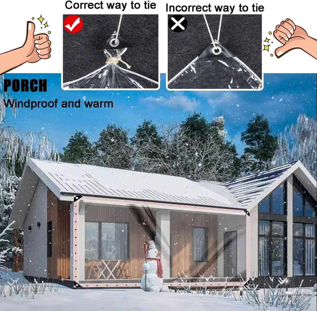 Clear Tarps Heavy Duty Waterproof, Plastic Tarp with Grommets Transparent Vinyl, Greenhouse Tarpaulin 15.4 mil Thick, Rainproof Chicken Coop Cover for Porch Patio Outdoor 3x3ft - 20x32ft(17x25FT)