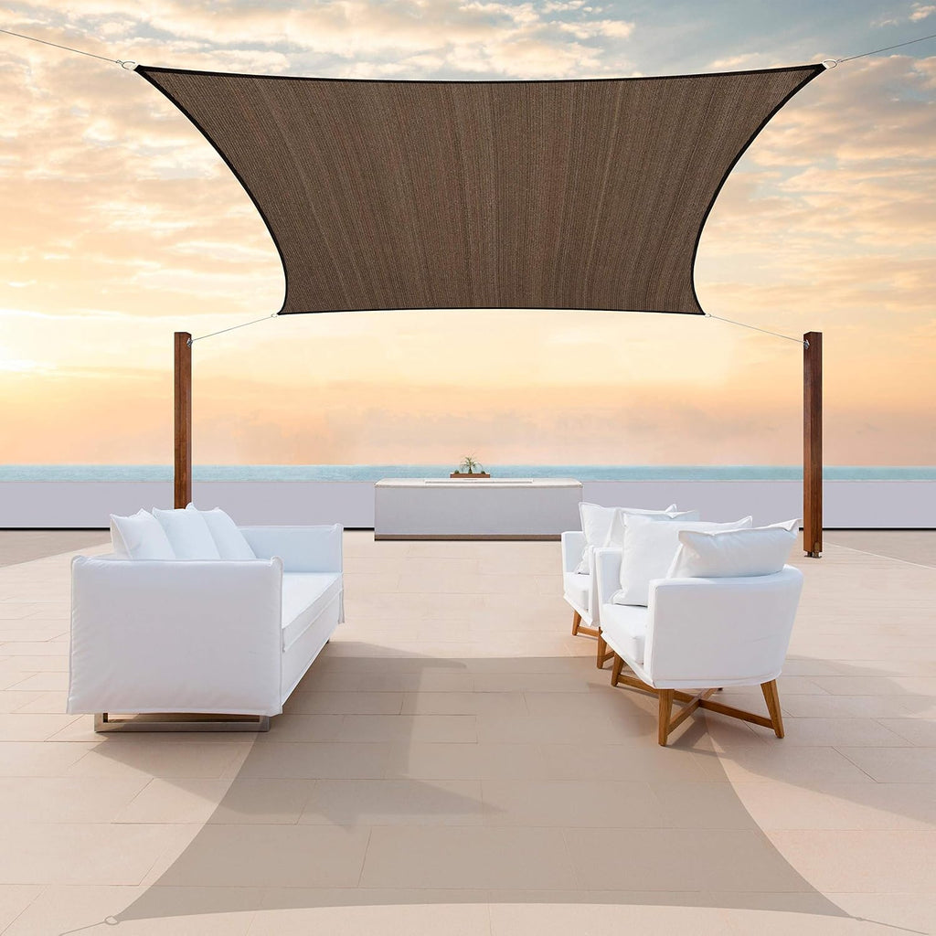 Colourtree CTAPR1218 Custom Size 14' x 20' Brown Sun Shade Sail Canopy UV Block UPF50  Rectangle - Commercial Standard Heavy Duty - 190 GSM - 3 Years Warranty