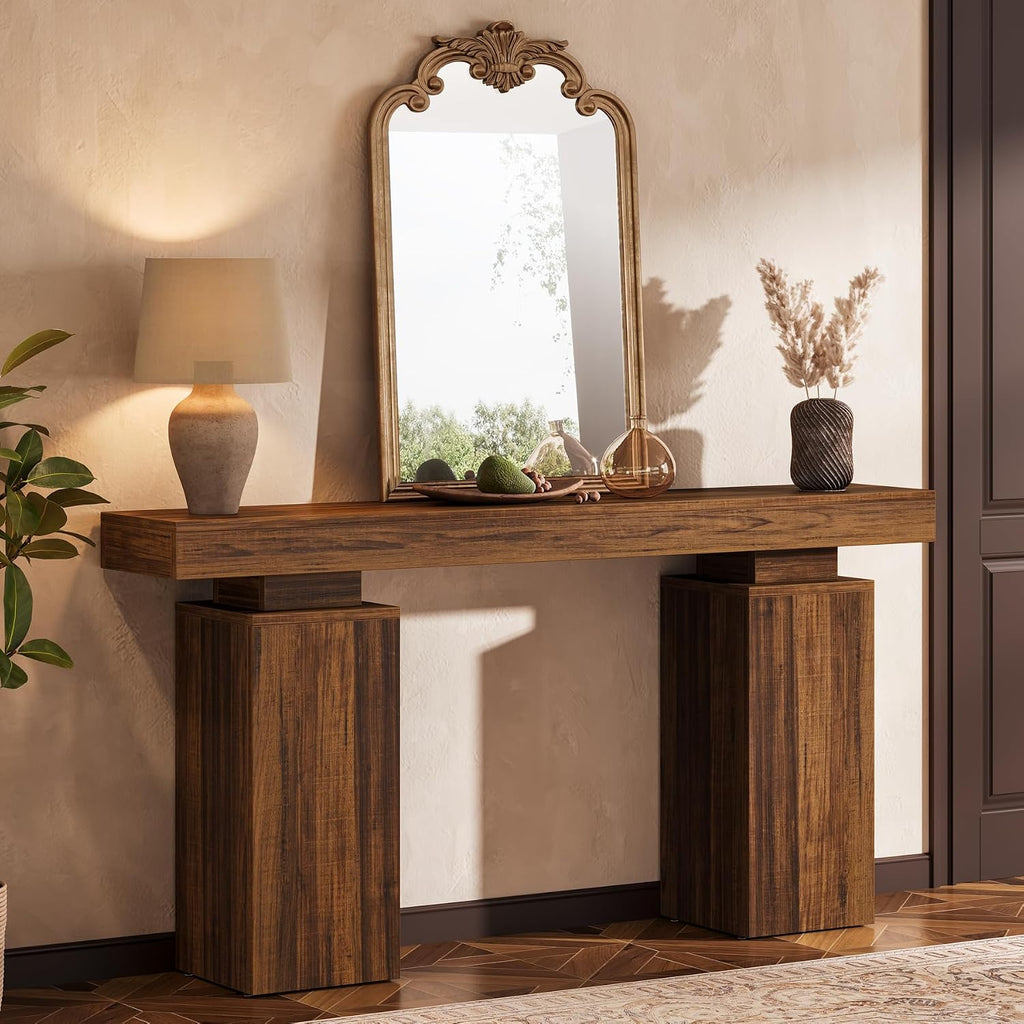 Tribesigns 63-Inch Long Console Table, Farmhouse Entryway Table Behind Couch, Wooden Foyer Stand Entry Station, Modern Hallway Accent Furniture for Living Room Decor, Entrance, Brown
