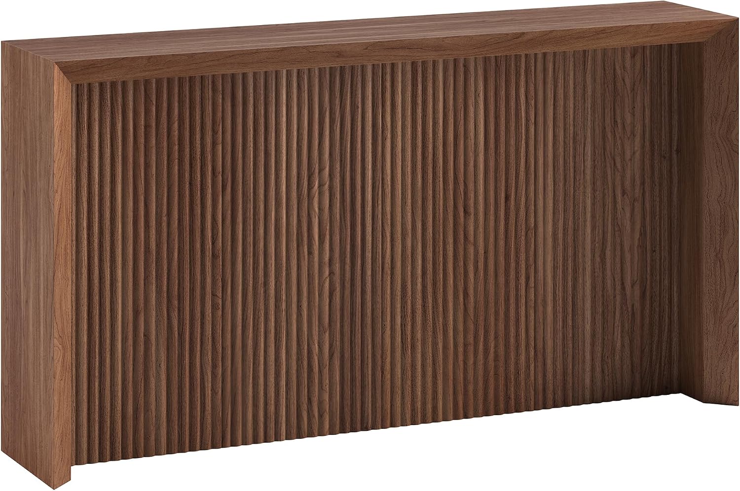 Henn&Hart 56' Fluted Wooden Rectangular Console Table Ribbed Entryway Table, Sofa Table for Entryway, Living Room, Couch, Hallway, or Office, Medium Walnut