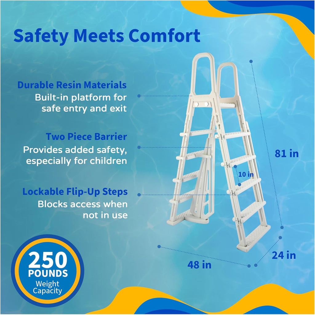 Blue Wave Montilla 15-ft x 30-ft Oval 52-in Deep Above Ground Swimming Pool – Steel Wall & Top Rails, Sand Filter, Skimmer, Liner, A-Frame Ladder & Maintenance Kit – Complete Outdoor Pool Accessories