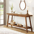Tribesigns Farmhouse Console Entryway Table: 70.9 Inches Extra Long Console Table for Entryway, 2-Tier Narrow Wood Foyer Sofa Couch Table for Hallway, Entrance, Living Room, Mixed Brown
