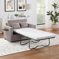 Twin Size Sofa Bed 47.2' Sleeper Sofa Loveseat Sofa with a Foldable Mattress, a Foldable Side Table, a Side Storage Pocket and Two USB Ports for Living Room, Grey-Brown