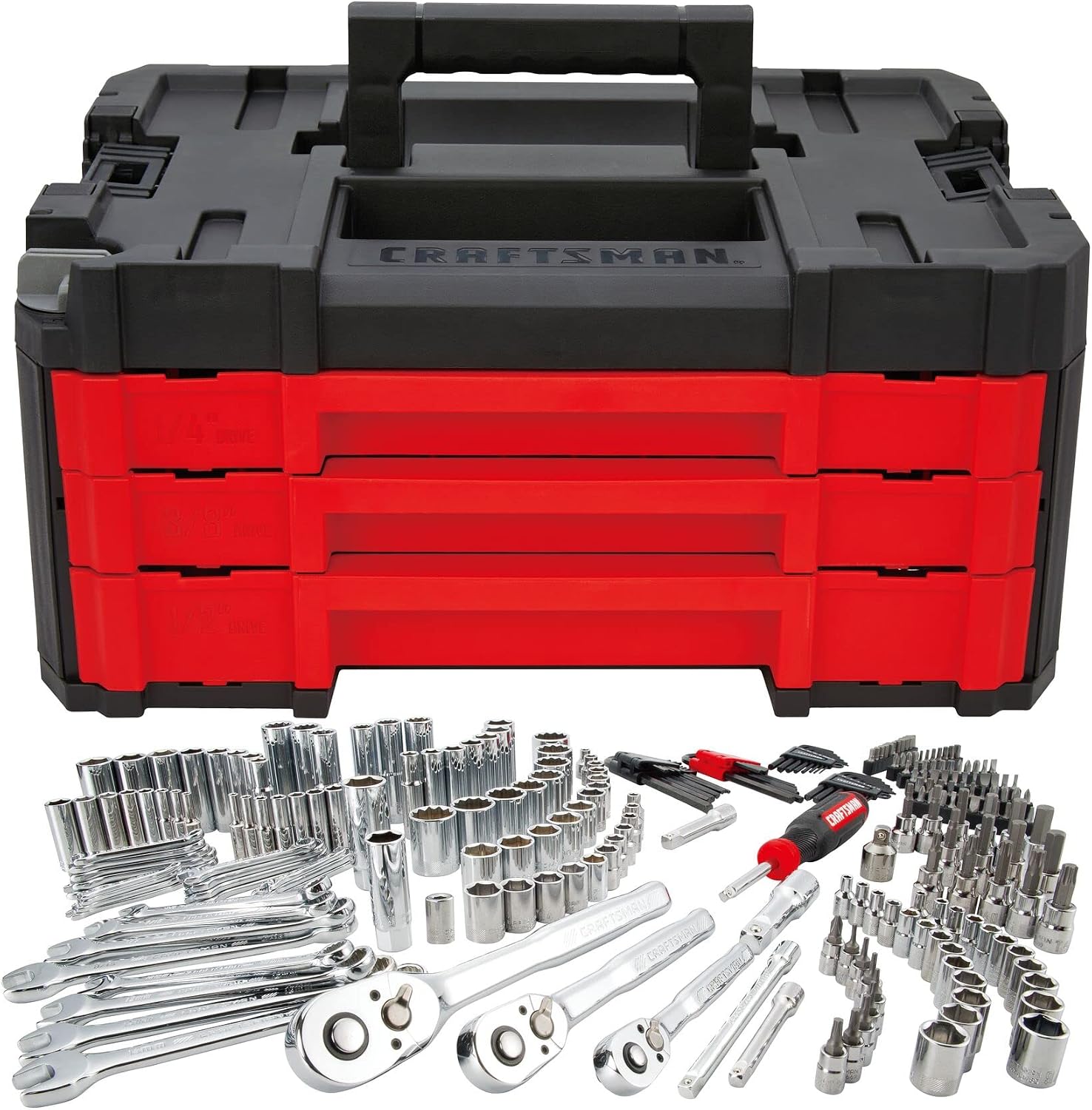 CRAFTSMAN Socket Set, 262-Piece Mechanic Tool Set, 1/4', 3/8', 1/2' Drive, SAE / Metric, (CMMT45307)