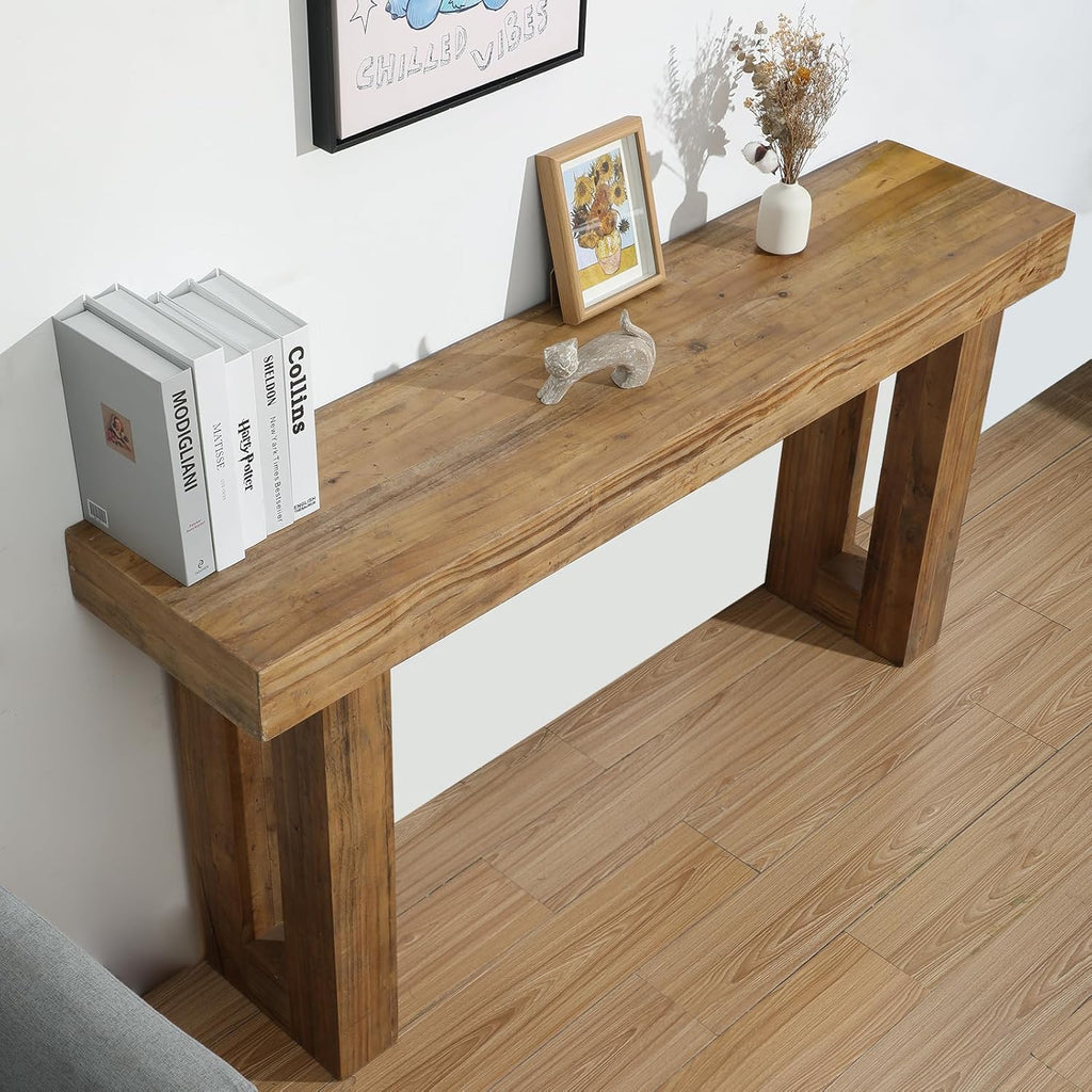 HOKYHOKY Reclaimed Solid Wood Console Table, 59' Long Farmhouse Entryway Table, Rectangular Couch Tables Behind Sofa, Accent Tables for Hallway, Entrance, Foyer, Living Room