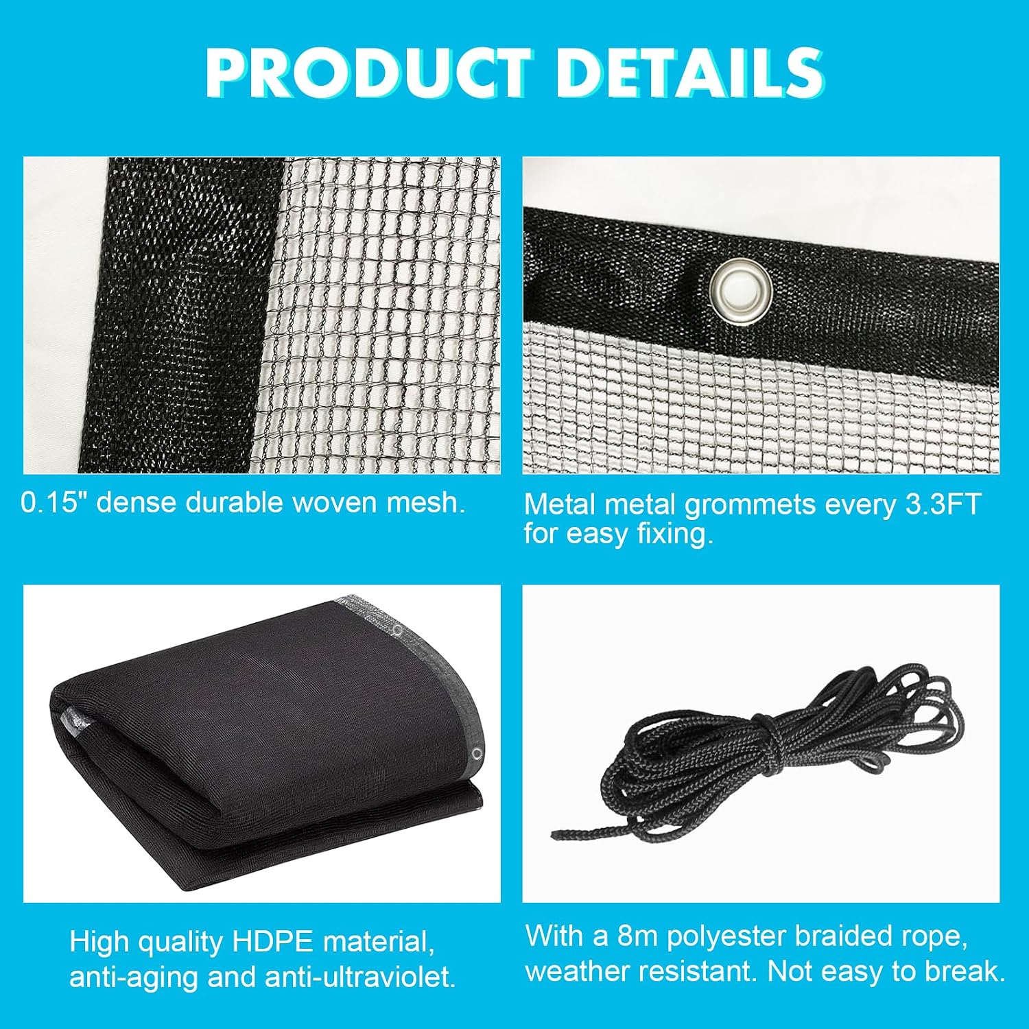 20x40 Ft Pool Leaf Net Cover For Inground Pools/Above Ground, Durable Black Mesh Swimming Pool Leaf Net Cover With Rope For Leaves and Debris, Tear Resistant, UV Resistant, and Reatherproof (20×40 Ft)