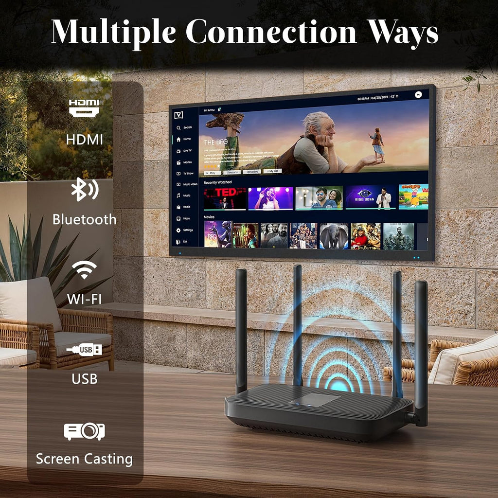 65 Inch Outdoor TV, 2000Nit 4K UHD, IP55 Waterproof & Dustproof Smart TV, Dolby Atmos Audio, WebOS 22 System with Voice Control, for Backyard, Poolside, Restaurant & Commercial Display