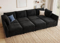 HONBAY Modular Sectional Sofa Velvet Sleeper Couch with Storage Seats Oversized Sectional Couches for Living Room,Black