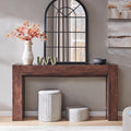 OKD Modern Entryway Console Table, Sofa Table with Drawers, 63' Long Hall Table Behind Couch, Thick Wood Design for Living Room, Hallway - Dark Walnut