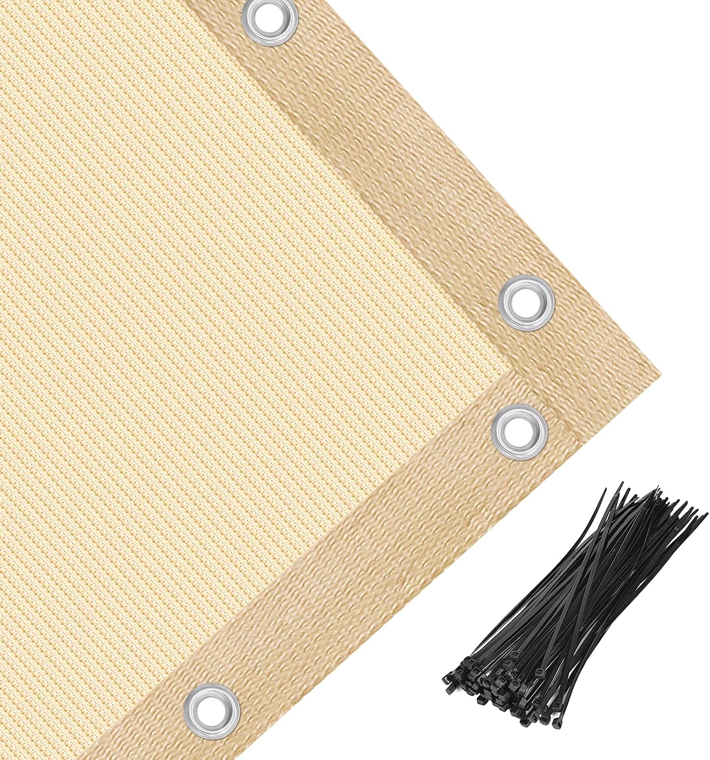 Amagenix 90% Pergola Shade Cover 14' X 15' Sun Shade Cloth with Grommets for Outdoor Garden Patio Porch, Commercial Grade 200 GSM - Cable Zip Ties Included (We Customized) GN108, Wheat
