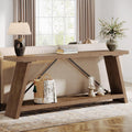 Tribesigns 70.9 Inches Extra Long Sofa Table Behind Couch, Industrial Entry Console Table with Storage for Hallway, Entryway, Living Room, Light Natural Brown