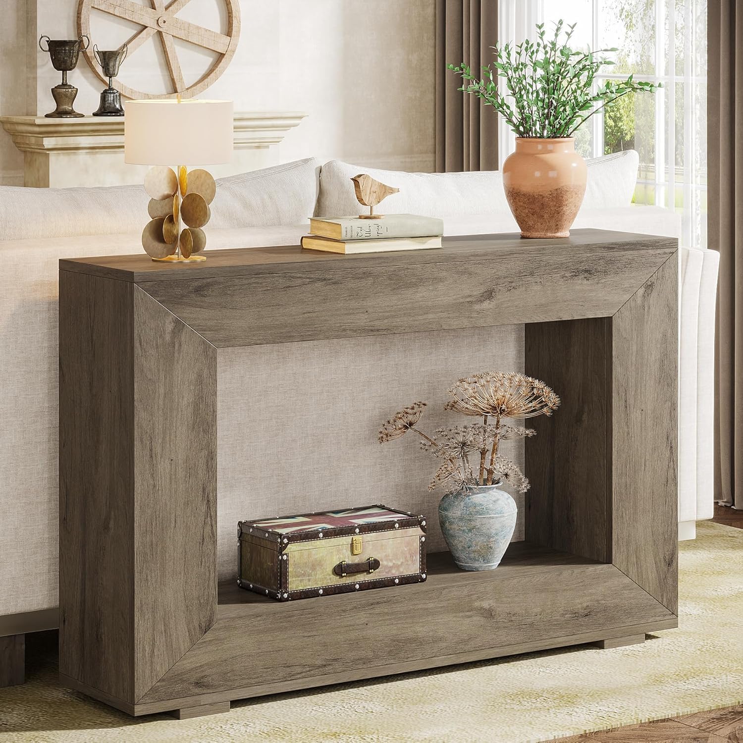Tribesigns Farmhouse Console Table, 47 Inches Entryway Console Table with Storage, Industrial Hallway Accent Table for Living Room, Entrance