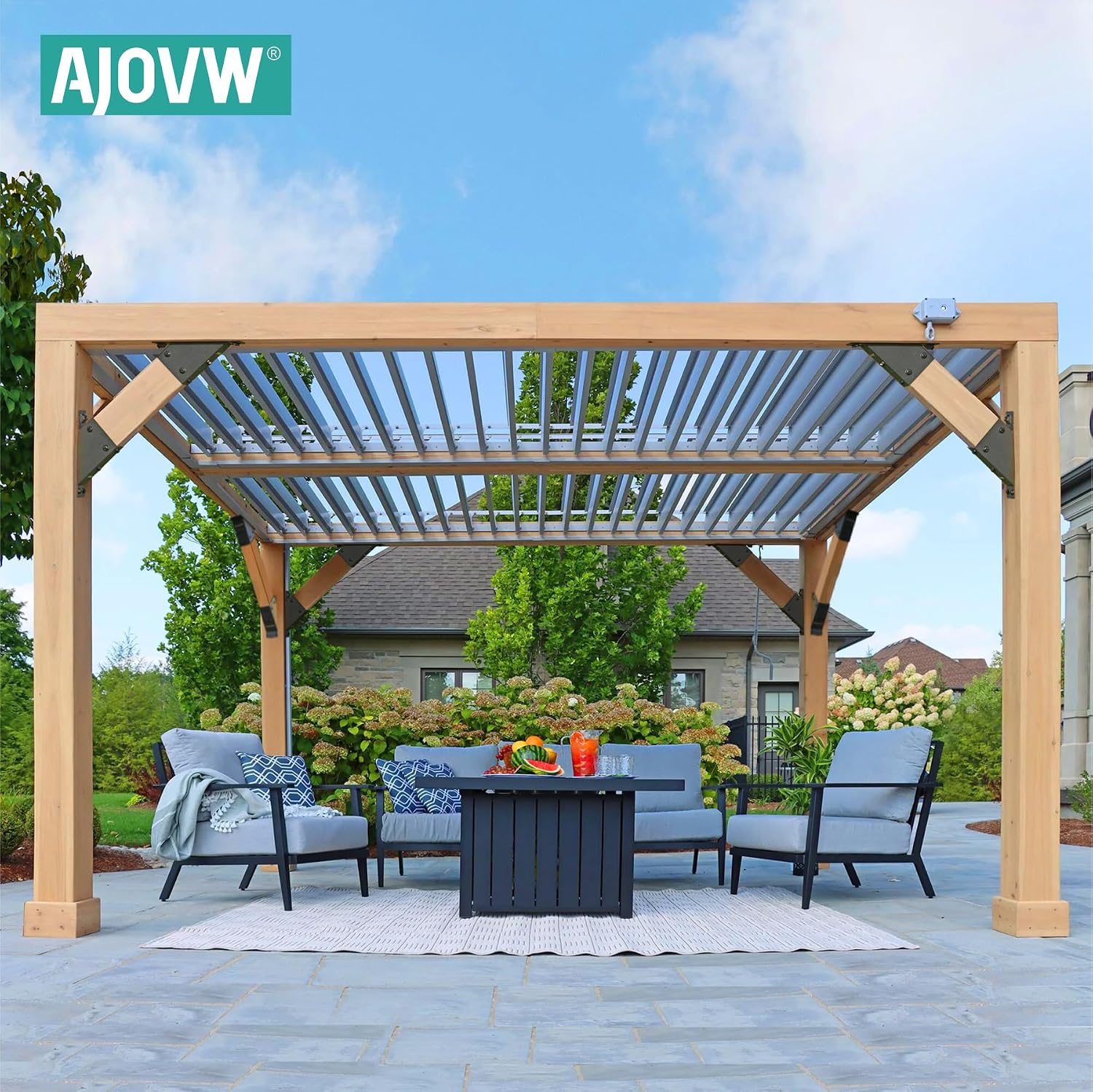 AJOVW-8 Pcs 45 Degree Angle Support Bracket, Suitable for 4''x4'' Support Wooden Posts (Actual Size: 3.5''x3.5''), Suitable for Slides, Gazebos, Garages, Decks, Sheds, Patios and Other Scenes.