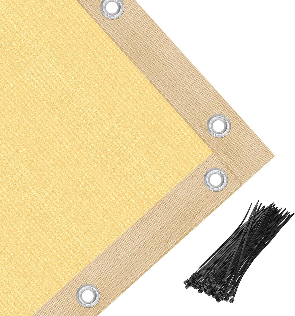 Amagenix 90% Pergola Shade Cover 14' X 20' Beige Sun Shade Cloth with Grommets GN09 for Outdoor Garden Patio Porch, Commercial Grade 200 GSM - Cable Zip Ties Included (We Customized)