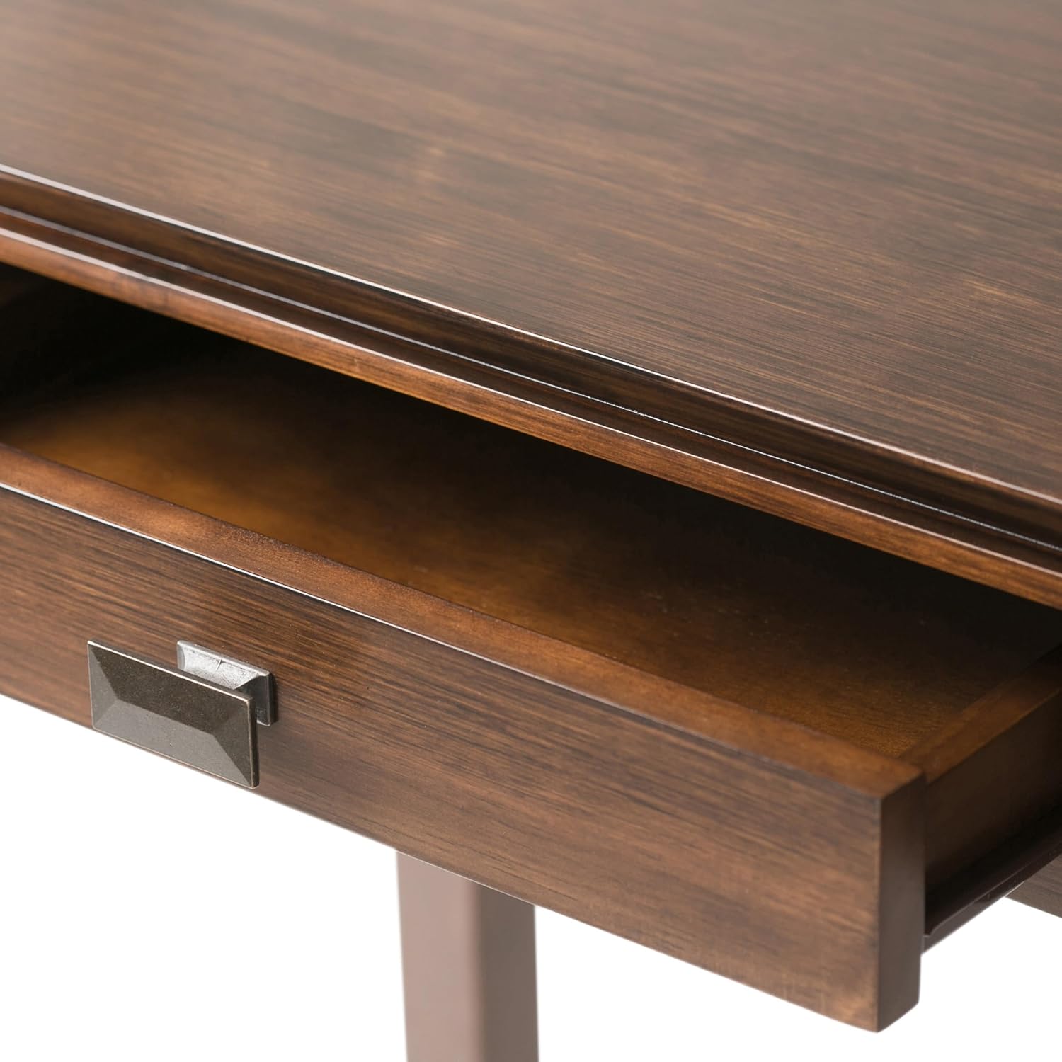 SIMPLIHOME Artisan Console Table - 46 Inch Wide Solid Wood Sofa Table in Russet Brown, Transitional Storage Table for Entryway or Living Room with 2 Drawers and Clean Angle-Edged Top