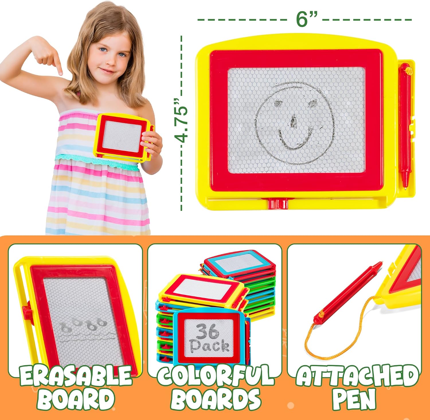 Bedwina Magnetic Drawing Board for Kids - (Pack of 216) Erasable Doodle Sketch Tablet and Travel Drawing Pad for Boys and Girls, Birthday Party Favors and Party Stocking Stuffers for Kids