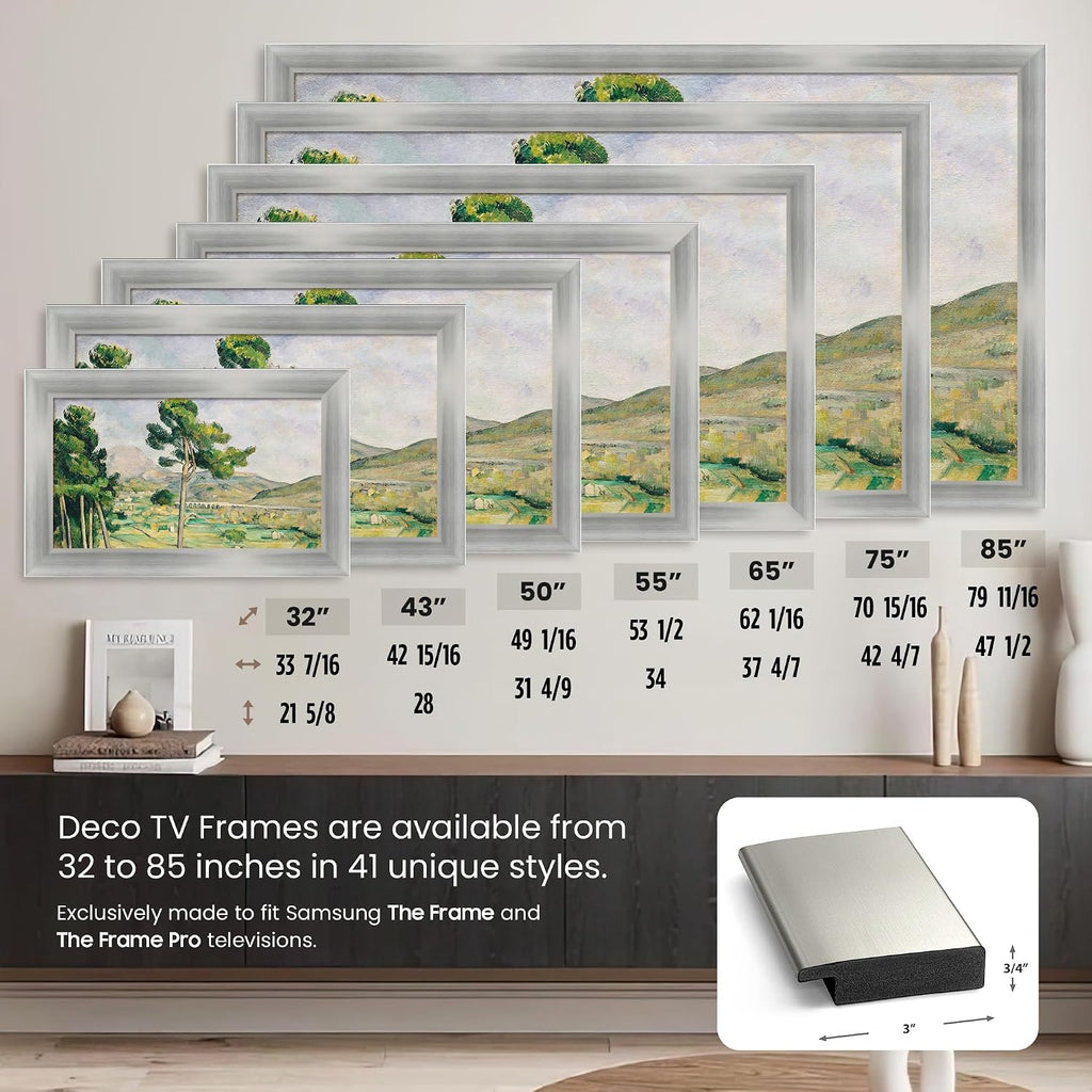 Frame My TV Deco TV Frames - Brushed Stainless Smart Frame Compatible ONLY with Samsung The Frame TV and Pro (43', Fits 2021-2025)