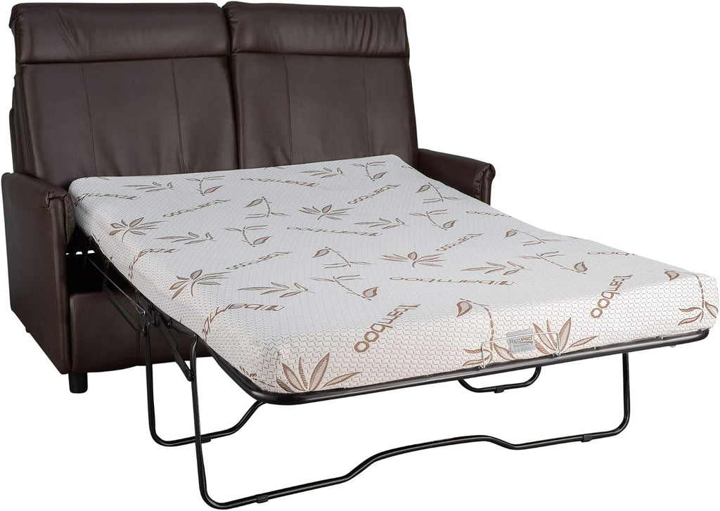 RecPro Charles Collection 60' RV Hide A Bed Loveseat With Memory Foam Mattress - Sleeper Sofa, Pull Out Couch, Living Room (Slideout) Furniture - Chestnut