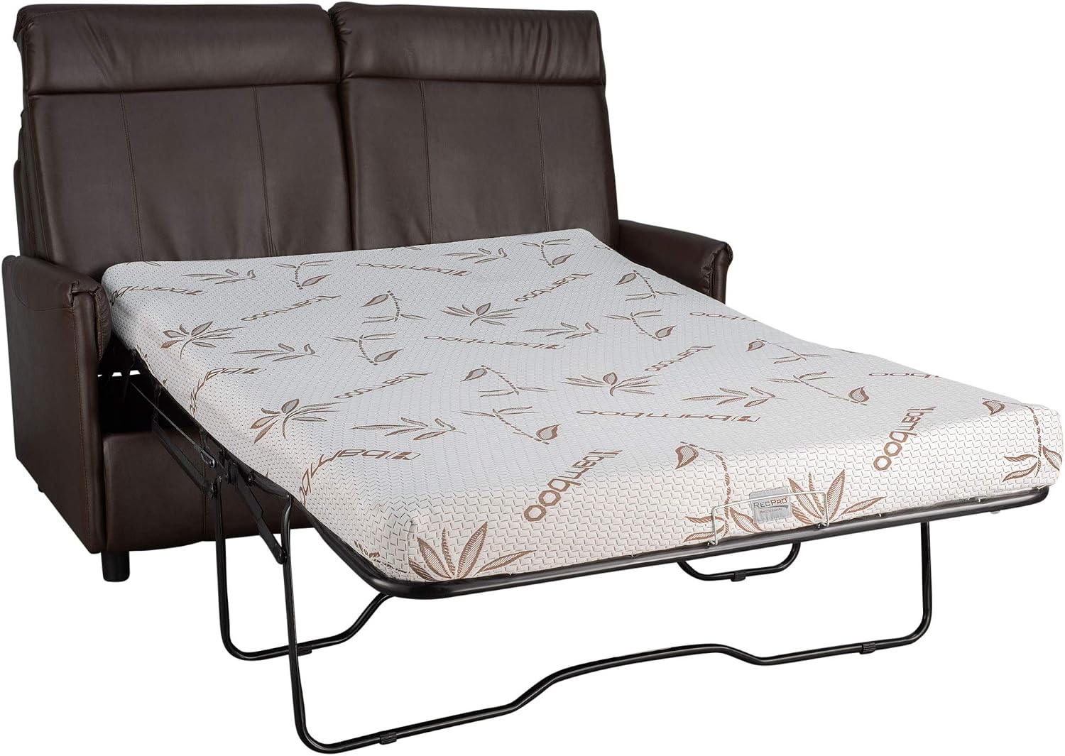 RecPro Charles Collection 60' RV Hide A Bed Loveseat With Memory Foam Mattress - Sleeper Sofa, Pull Out Couch, Living Room (Slideout) Furniture - Chestnut