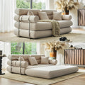 YINIX Convertible Sleeper Sofa - 35'' High-Back Floor Couch Bed - Folding Sofa Bed with Rounded Arm Supports - Floor Sofa Lounge Sofa Bed for Living Room - Beige
