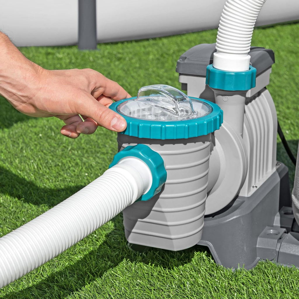Bestway 1,500 Gallon Sand Filter Pump for 300 to 11,200 Gallon Above Ground Outdoor Swimming Pools with ChemConnect Clean Water Dispenser