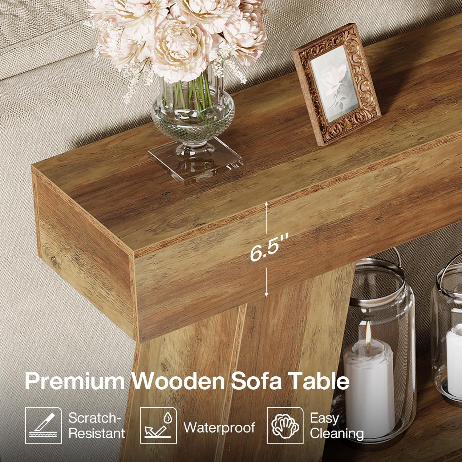 Tribesigns 70.9 Inch Long Console Tables, Farmhouse Entryway Table with Storage, 2-Tier Sofa Table Behind Couch for Entrance, Hallway, Living Room (Rustic Brown)
