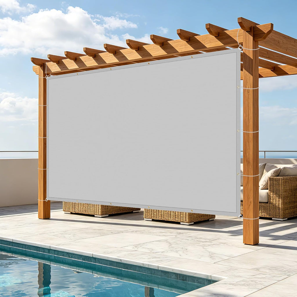 Windscreen4less 8' x 12' Waterproof Sun Shade Sail Straight Edge Outdoor Canopy Cover UV Block for Lawn Patio Backyard Garden Deck Pergola (Light Gray)