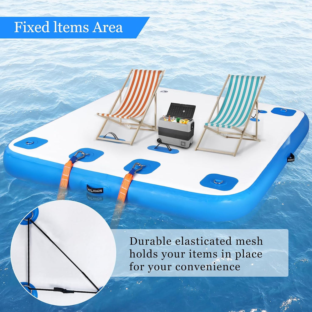 Inflatable Floating Dock, Swim Platform Floating Island Raft, Large Air Mat Inflatable Water Pad with None-Slip Surface for Lake Pool Beach Ocean