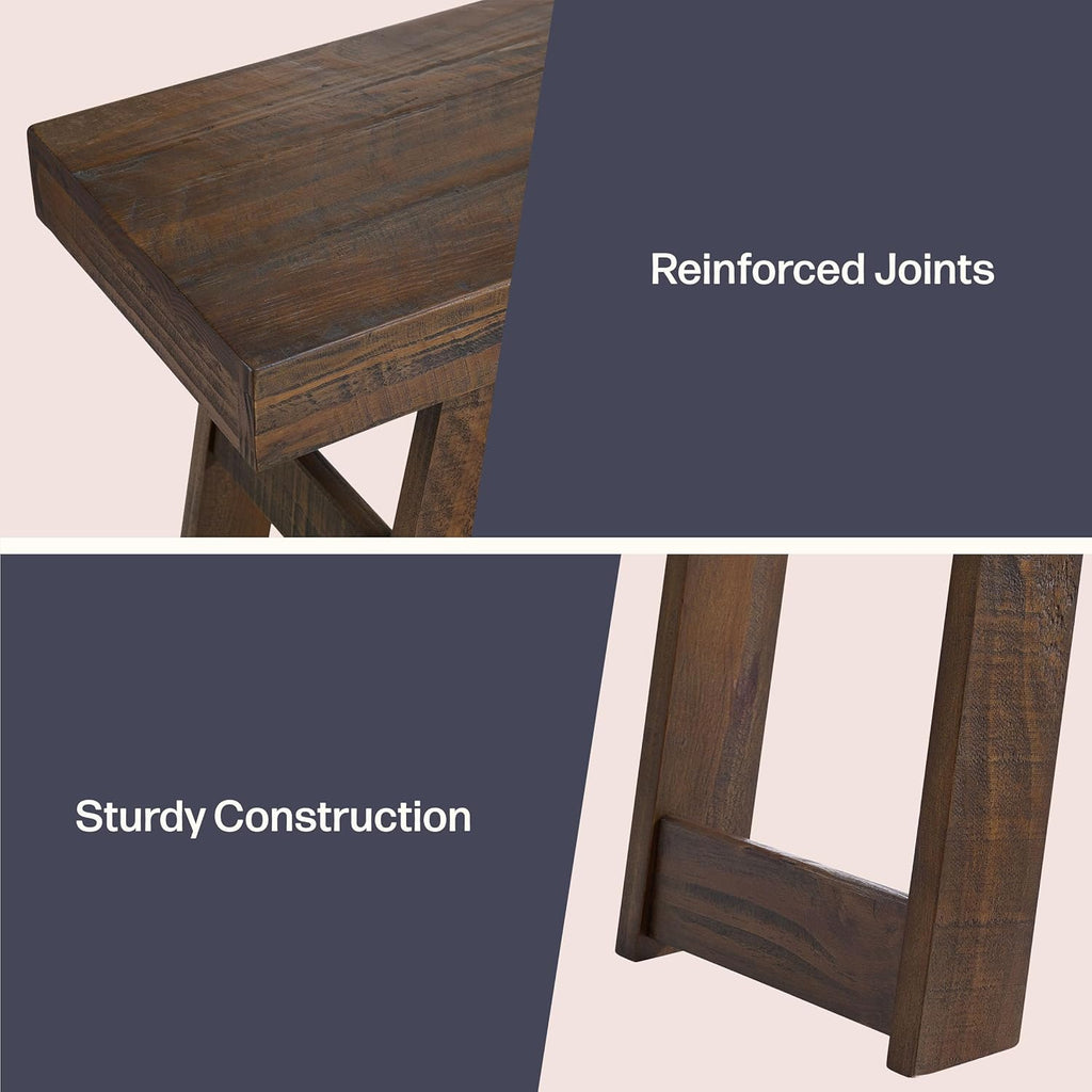 Alaterre Furniture Lawas Solid Wood Console Table - 56 Inch Modern Farmhouse Entryway Table - Easy Assembly Living Room Furniture for Behind The Couch, Entryway, or Hallway (Brown)