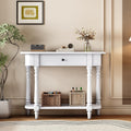 Small Curved Console Table 36-Inch Retro Farmhouse Wood Entry Sofa Table with Drawer & Storage Shelf for Living Room Hallway Entryway Furniture, White
