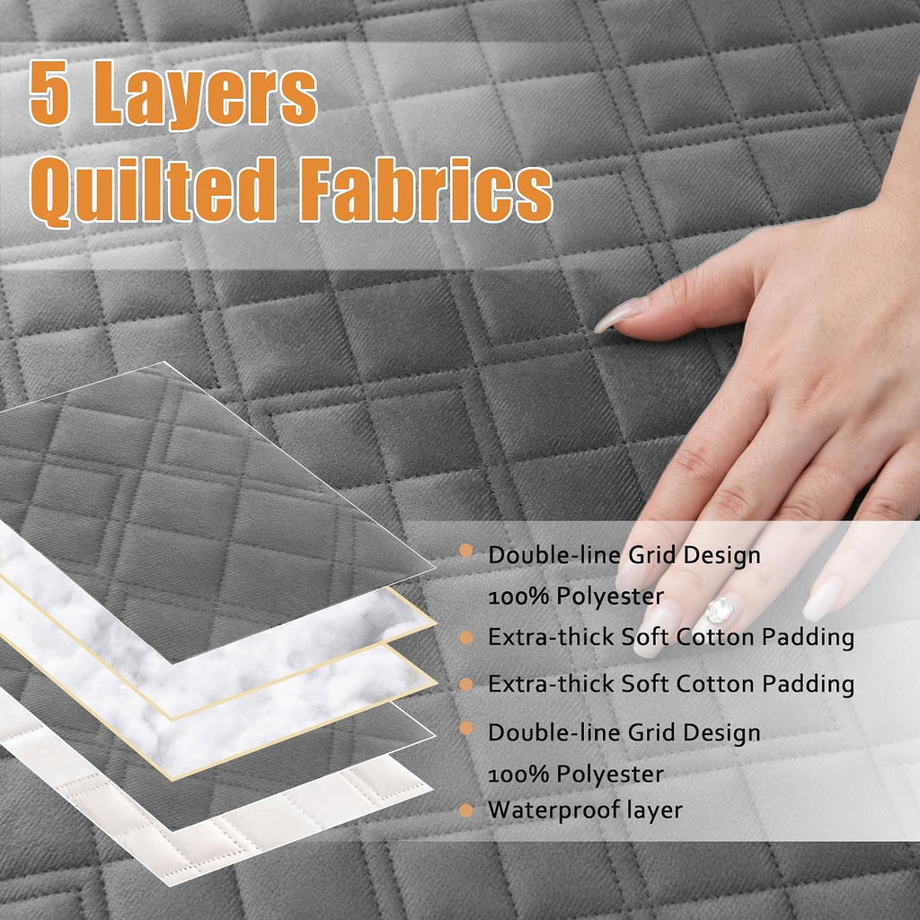 Arfntevss Waterproof Sectional Couch Covers L Shape Washable Velvet Sofa Cover for Sectional Non Slip Large Corner Slipcovers Dog 6 Pcs Universal U Shaped Furniture Protector (Dark Grey, Large)