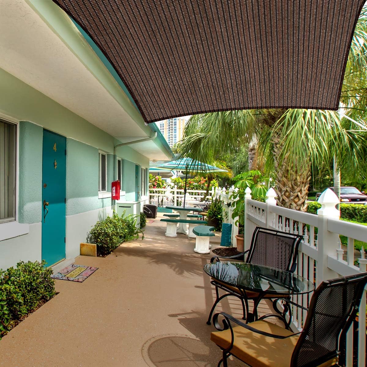 Eden's Decor Straight Flat Edge Sun Shade Sail with Grommets, Pergola Shade Cover Outdoo Sun Shade, Patio Shade, Deck Shade(Brown, 8' X 13')
