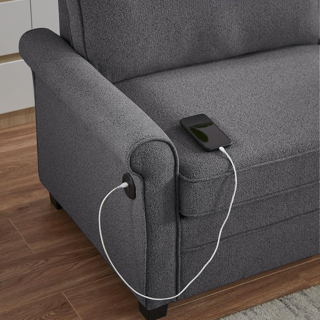 ONBRILL Pull Out Sofa Bed, 2-in-1 Full Size Convertible Sleeper Sofa Couch with Pull Out Bed, USB Charging Port, Hide a Mattress with Menmory Foam, Loveseat Couch for Living Room, Dark Grey