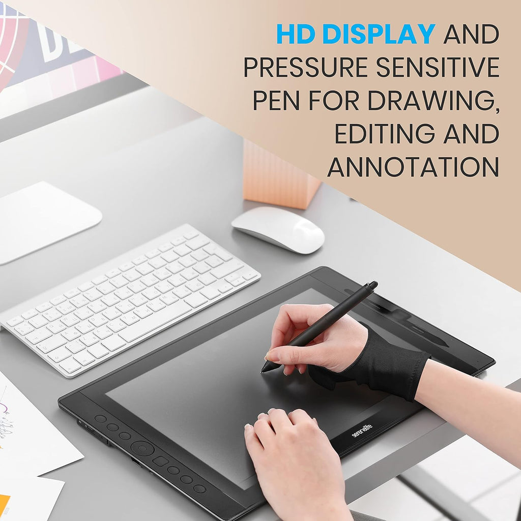 SereneLife Graphic Tablet with Passive Pen - 15.6' Full-Laminated Technology Art Monitor w/ 8192 Pressure Levels Battery-Free Stylus - Digital Drawing, Online Teaching, Design - for Windows OS