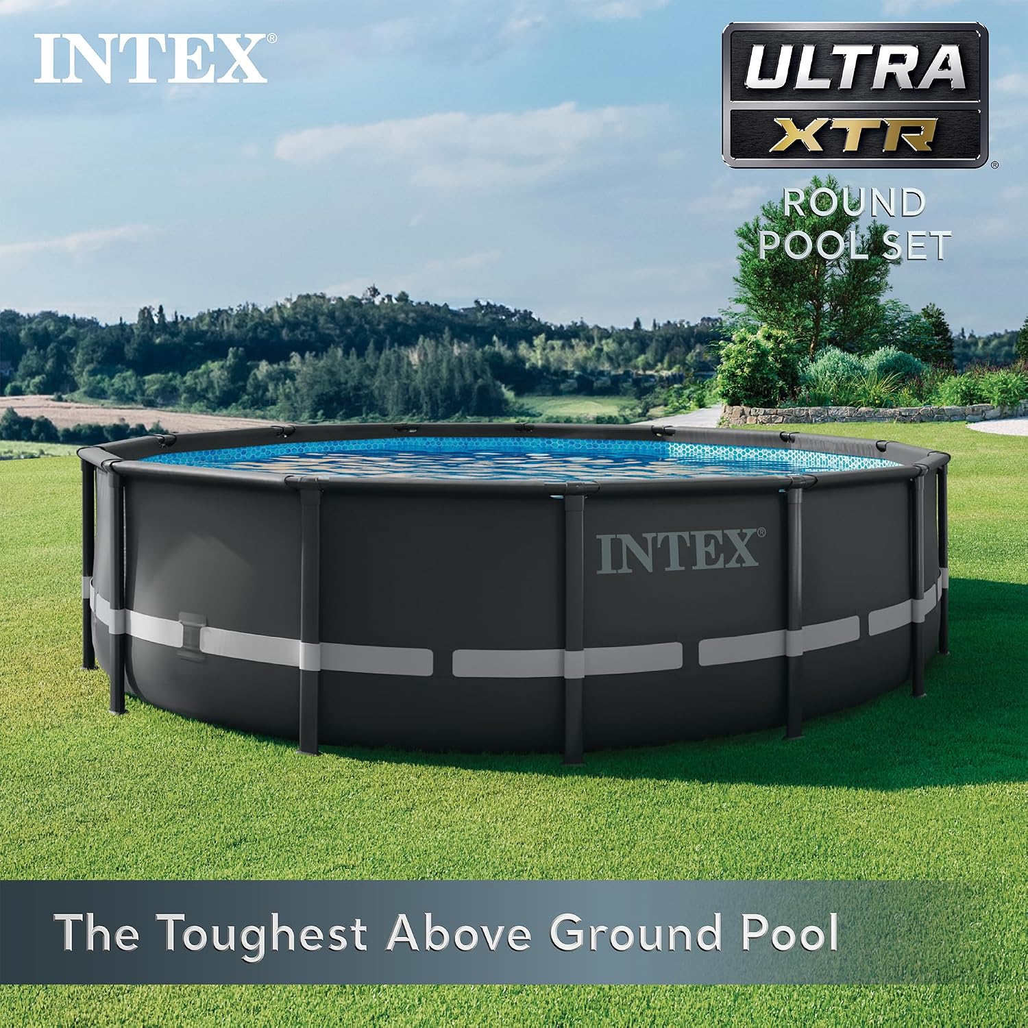 Intex Above Ground Swimming Pool Set, Ultra XTR 14' x 42' Round Frame Bundled with OptiFlow Premium Pure Silica Filter Pool Sand, 50 lb Bag