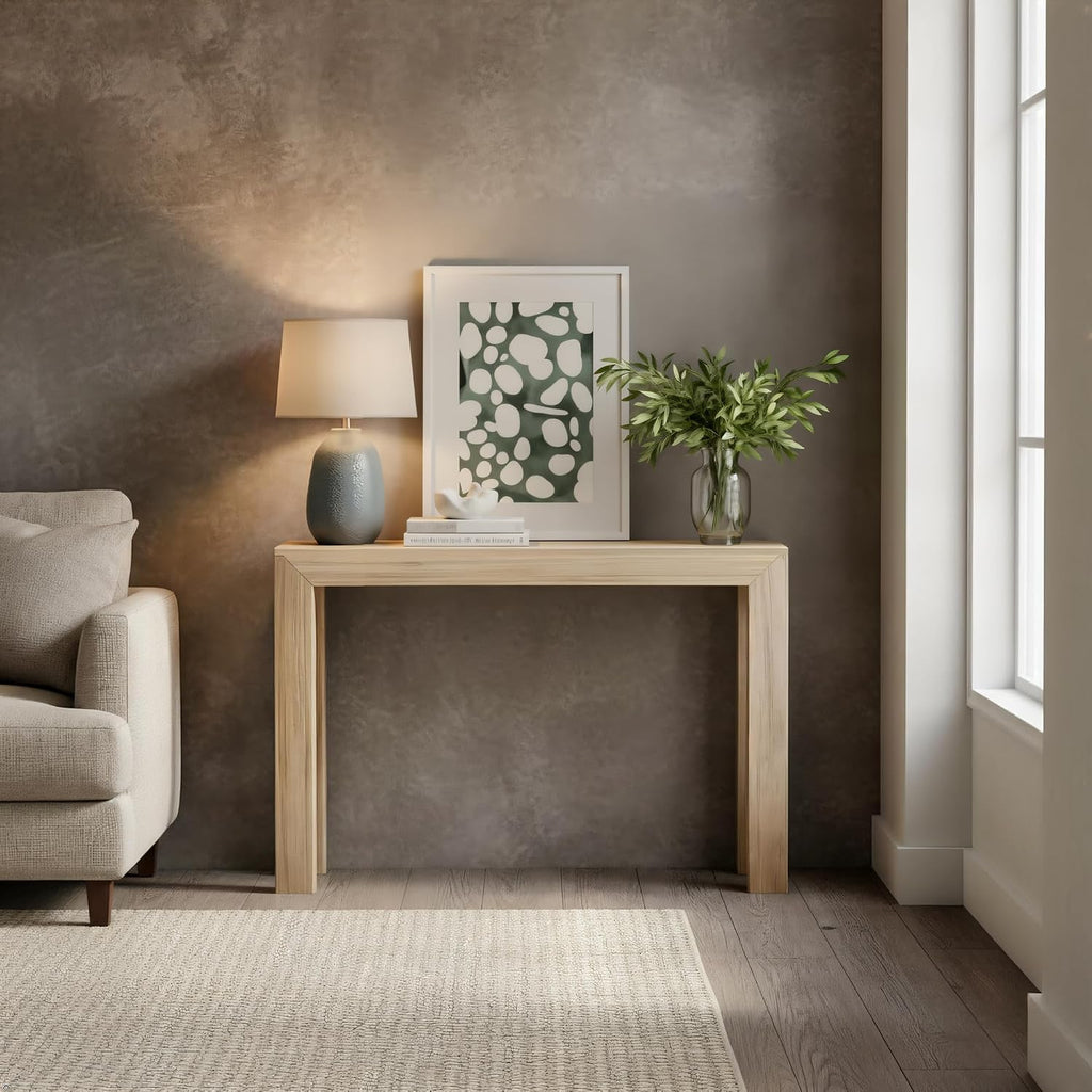 Plank+Beam Modern Solid Wood Console Table, 46 Inch, Sofa Table, Narrow Entryway Table for Hallway, Behind The Couch, Living Room, Foyer, Easy Assembly, Blonde