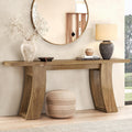 Epecoya 70.9-Inch Wood Console Table for Entryway Living Room, Extra Long Rectangular Natural Sofa Tables with Farmhouse Wooden Curved Base for Home Hallway Couch Foyer Entrance, Light Brown Oak