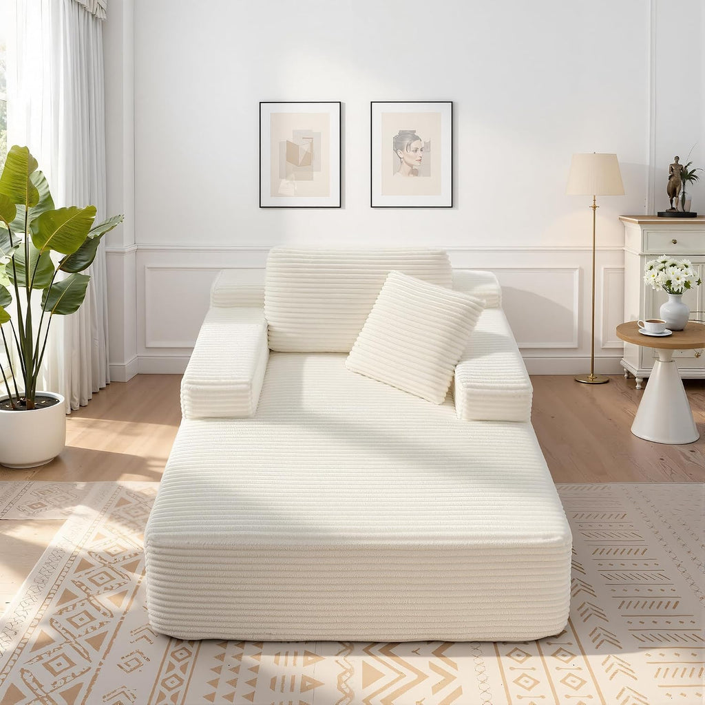 68.5' Oversized Chaise Lounge Chair Indoor, Boneless Sleeper Sofa Bed with Pillows, Deep Seat Sleeper Couch Reading Chairs, Cloud Sofas Couches for Living Room, No Assembly Required